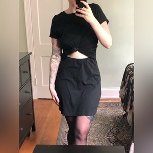 Black Cutout Tie-Front Dress